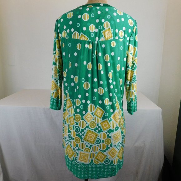 R&B Collections Women Green Yellow Tunic Blouse Shirt Top Plus Size 1X New Tags - Picture 3 of 12